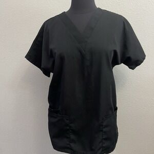 Cherokee Workwear Women's Size XS‎ Black V-Neck Scrub Top 2 Pocket| 4700 NWOT